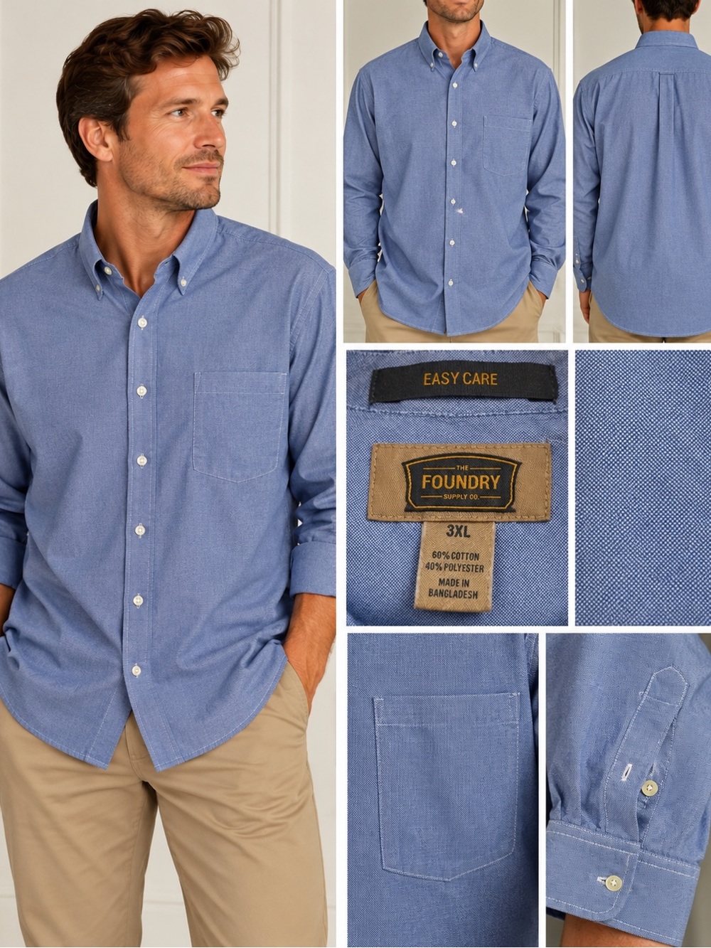 The Foundry Supply Co. Men's Chambray Blue Button-Down Shirt